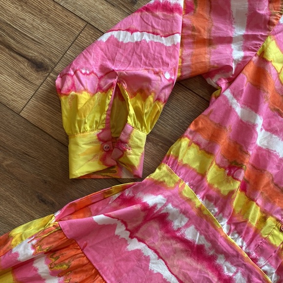 Scoop multicolored mini dress with pockets - Picture 5 of 8